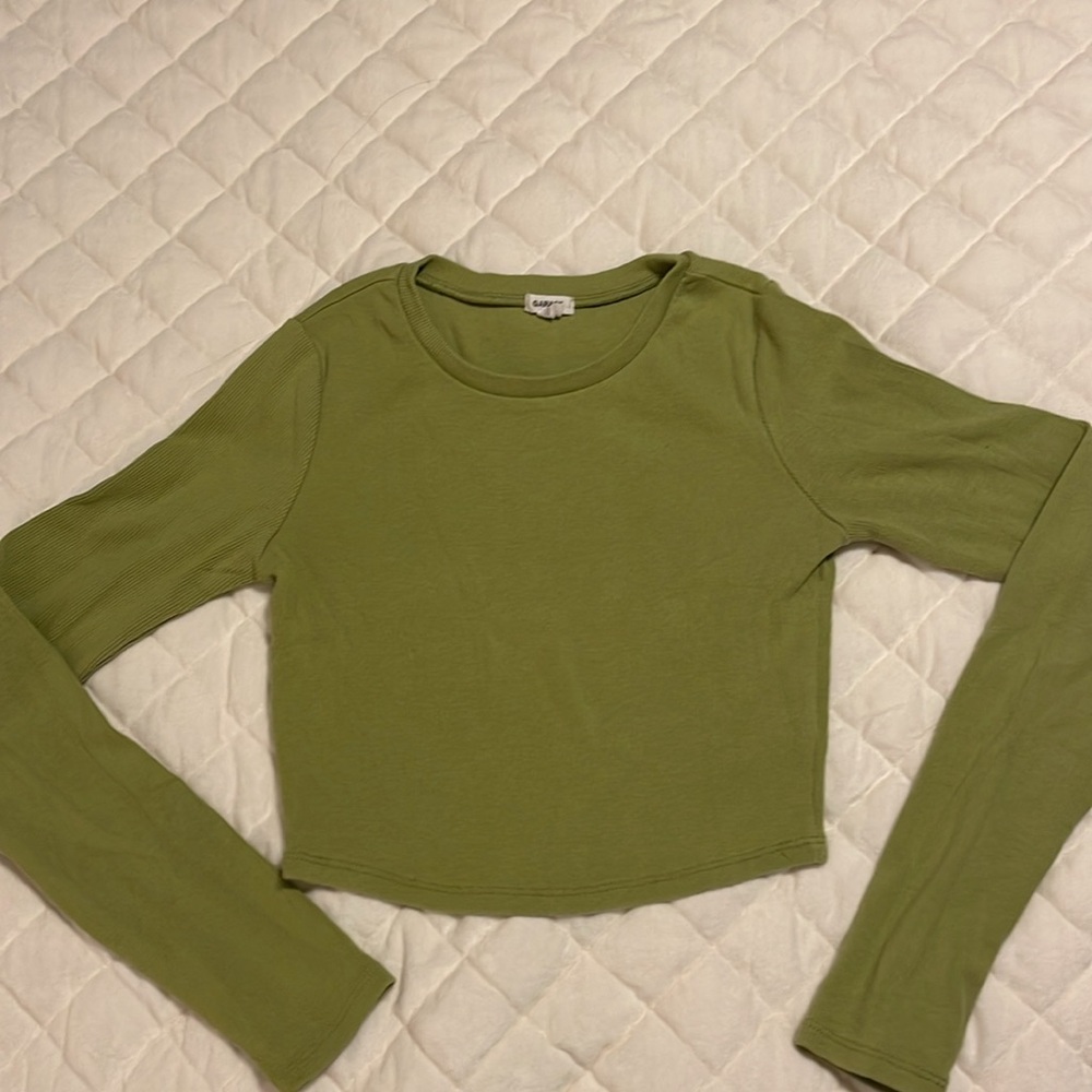 Garage ribed long sleeve crop top.